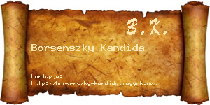 Borsenszky Kandida névjegykártya